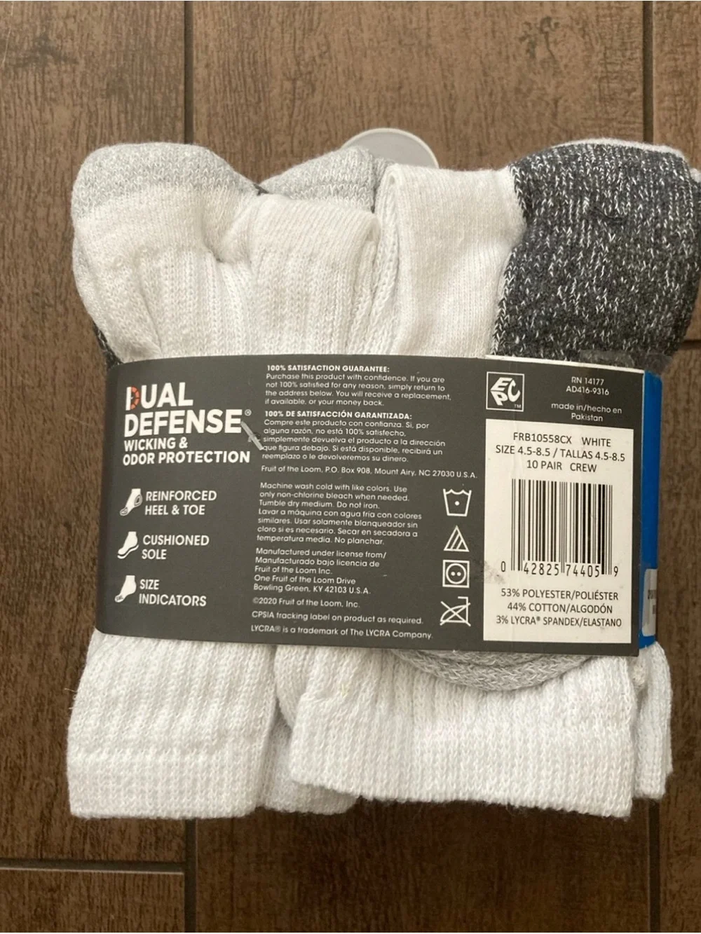Fruit of the Loom Kids Crew Socks (10 Pairs) White Size Small (4.5-8 Kids)